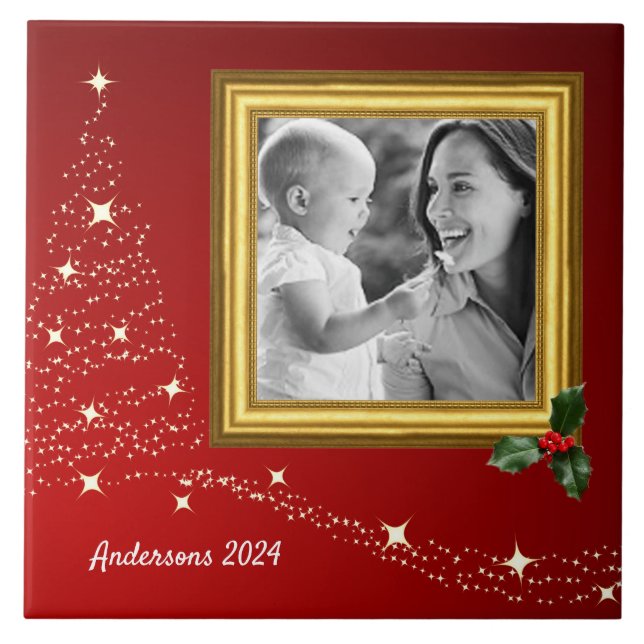 Fotobricka för julfamiljen / personlig kakelplatta (Framsidan)