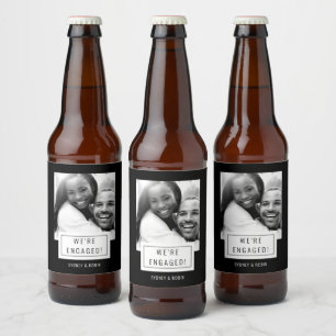Fotobricka FÖRLOVNING Beer-etikett Svart Ölflaska Etikett