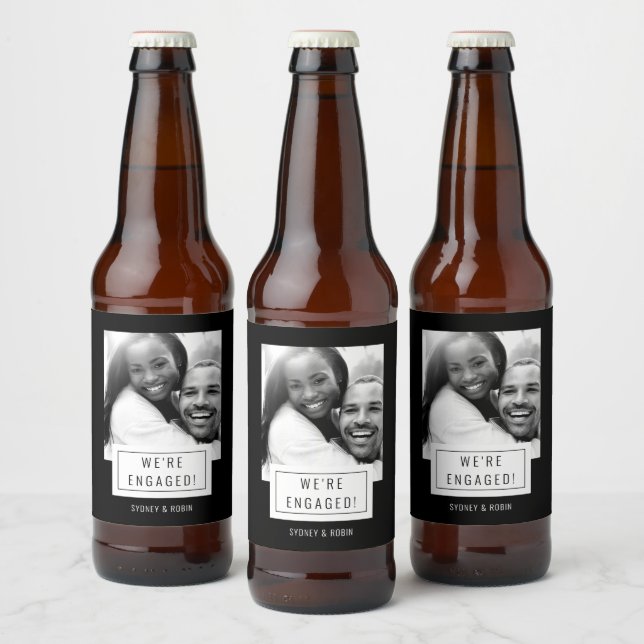 Fotobricka | FÖRLOVNING | Beer-etikett | Svart Ölflaska Etikett (Flaskor)