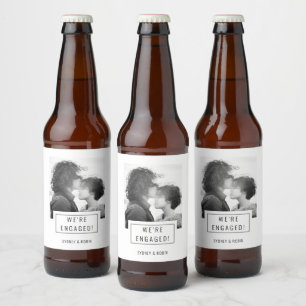 Fotobricka FÖRLOVNING Beer-etikett Vit Ölflaska Etikett