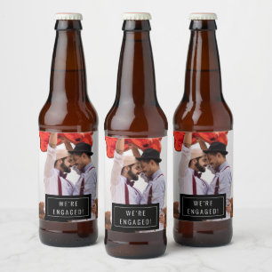 Fotobricka Meddelande om Förlovning Beer-etike Ölflaska Etikett