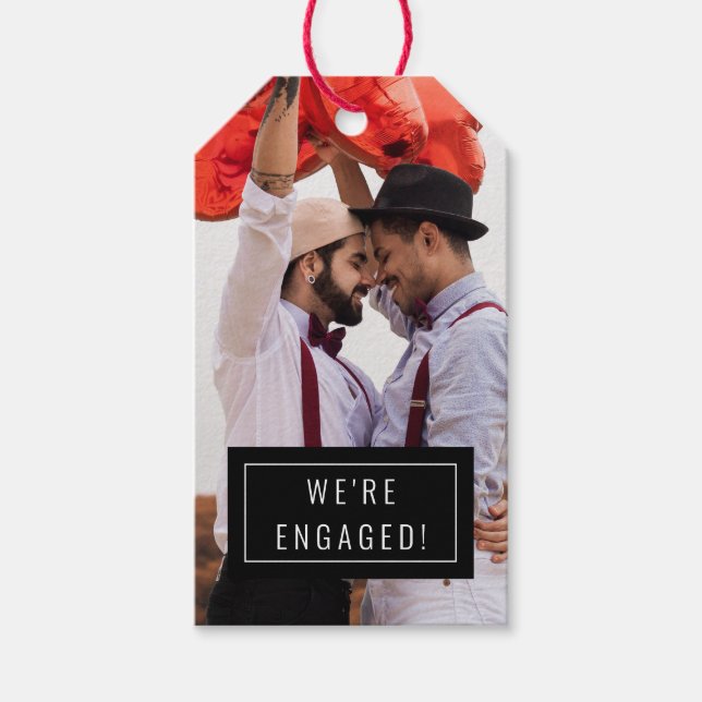 Fotobricka | Meddelande om Förlovning | Märkre av  Presentetikett (Framsidan)