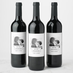 Fotobricka Meddelande om Förlovning Vin-märkni Vinflaska Etikett