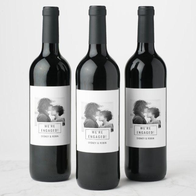 Fotobricka | Meddelande om Förlovning | Vin-märkni Vinflaska Etikett (Flaskor)