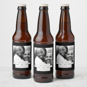 Fotobricka Spara datum Beer-etikett Svart Ölflaska Etikett