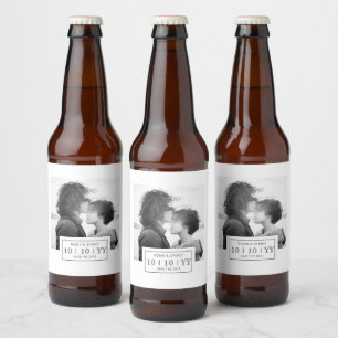Fotobricka Spara datum Beer-etikett Vit Ölflaska Etikett