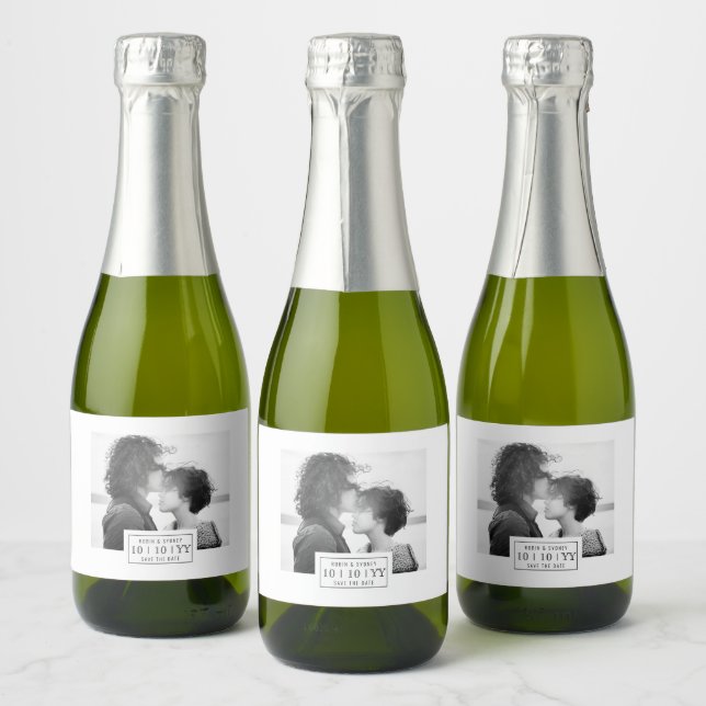 Fotobricka | Spara datum | Mini-etikett | Vit (Flaskor)