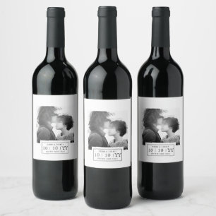 Fotobricka Spara datum Vin-märkning Vit Vinflaska Etikett