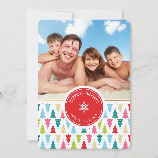 FOTOBRISTIDSKORT ljust julgran mönster Julkort (Framsida)