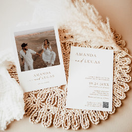 Fotobröllopsinbjudan, Boho-minimalistisk Neutralt- Inbjudningar