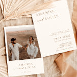 Fotobröllopsinbjudan, Boho-minimalistisk Neutralt- Inbjudningar<br><div class="desc">Den här vackra bröllopsinbjudan har en ren minimalistisk utformning med accenter från modern kalligrafi och är perfekt att ladda upp ett foto av dig och din framtida make/maka! Redigera enkelt de flesta ordalydelser så att de stämmer överens med ditt evenemang! Färg för text och bakgrund är helt redigerbara —> Klicka...</div>