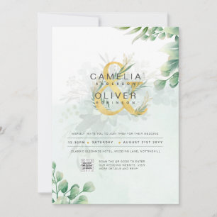 Fotobröllopsinbjudan Botanical Grey Guld Inbjudningar
