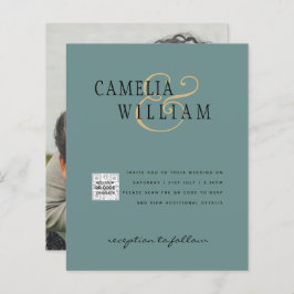 Fotobröllopsinbjudan QRCode OSA Sage Grönt