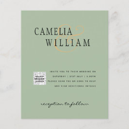 Fotobröllopsinbjudan QRCode OSA Sage Grönt Flygblad