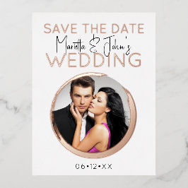 Fotobröllopsinbjudan till Modern Ro Guld Anpassnin