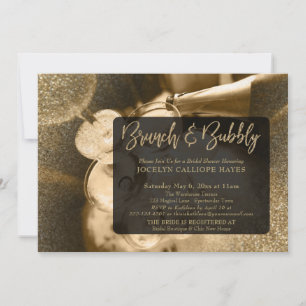 FotoBrunch och handskrift för guld Glitter Inbjudningar