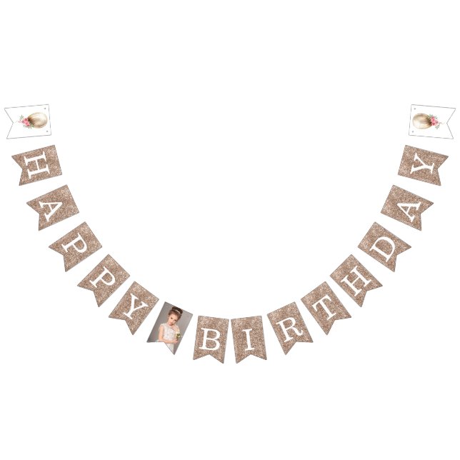 Fotobubbla i Luxury Grattis på födelsedagen Glitte Vimplar (Alla)