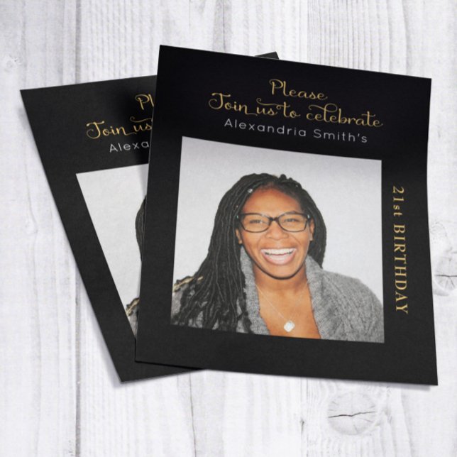 Fotobudget 21:a födelsedagsinbjudan till Black Gul (Skapare uppladdad)