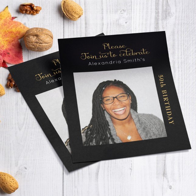 Fotobudget 50:e födelsedagsinbjudan till Black Gul (Skapare uppladdad)