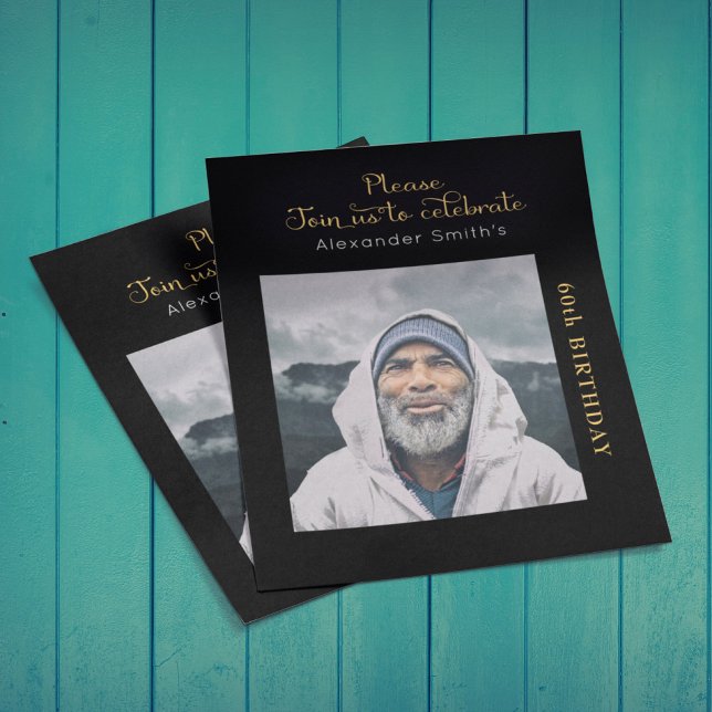 Fotobudget 60:e födelsedagsinbjudan till Black Gul (Skapare uppladdad)