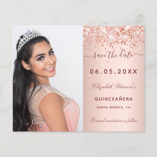  fotobudget för Quinceanera ro Spara datum Flygblad (Framsidan)