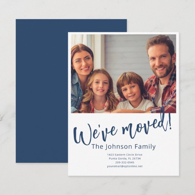 Fotobudget för vi har flyttat moderna Snyggt-famil Meddelande (Fram/baksida)