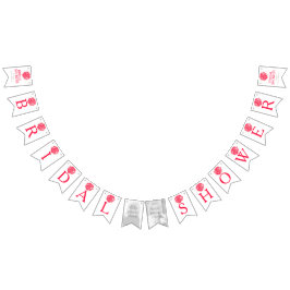 Fotobuntning av rödvit möhippa vimplar