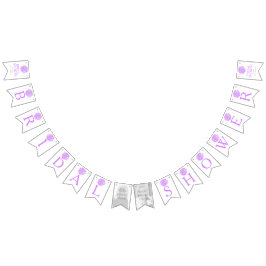 Fotobuntning av vit möhippa Lila Vimplar