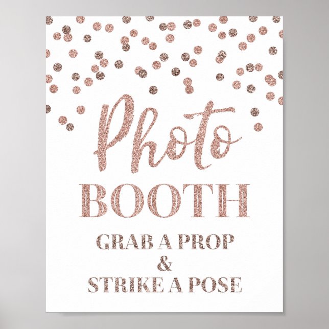 Fotobutik Bröllopsskylt Roséguld Konfetti Poster (Framsidan)