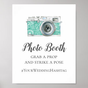 Fotobutik enkel bröllopsskylt. Modern hashtag Poster
