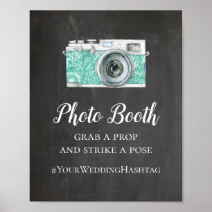 Fotobutik kritskriftsbröllop. Modern hashtag Poster