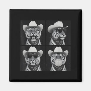 Fotobutik Tiger Självporträtt Med Cowboyhatt Solgl Magnet