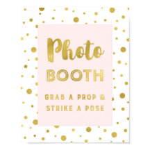 Fotobutiksbröllopsskylt Blush Guld Konfetti