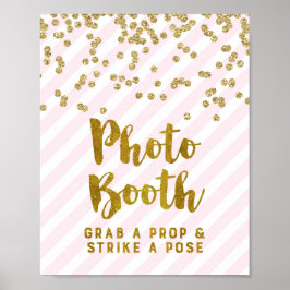 Fotobutiksbröllopsskylt Rosa Guld Ränder Poster