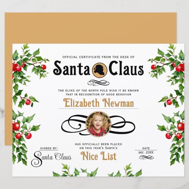 Fotocertifikat för Officiellen Cute Naughty Nice-l (Fram/baksida)