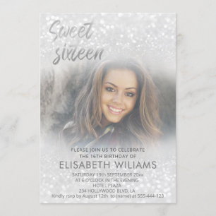 Fotocharming silver glittery ombre inbjudningar