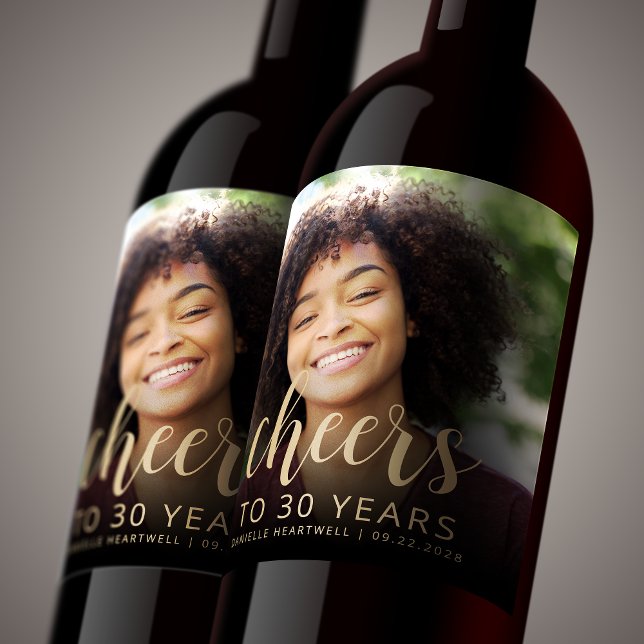 Fotochers för 30års födelsedag Party Vinflaska Etikett (Skapare uppladdad)