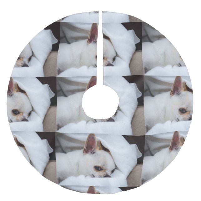 Fotochihuahua mönster i din hund-anpassningsbar julgransmatta borstad polyester (Framsidan)