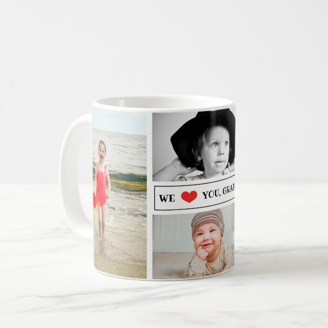 FotoCollage älskar vi dig mormodern Kaffemugg (Framsida vänster)