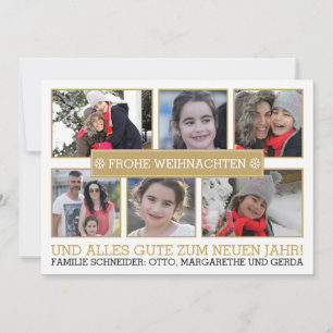 Fotocollage av sex foto FROHE WEIHNACHTEN Julkort