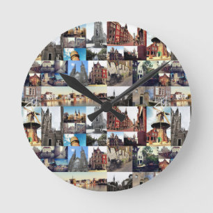 Fotocollage Delft 6 Rund Klocka