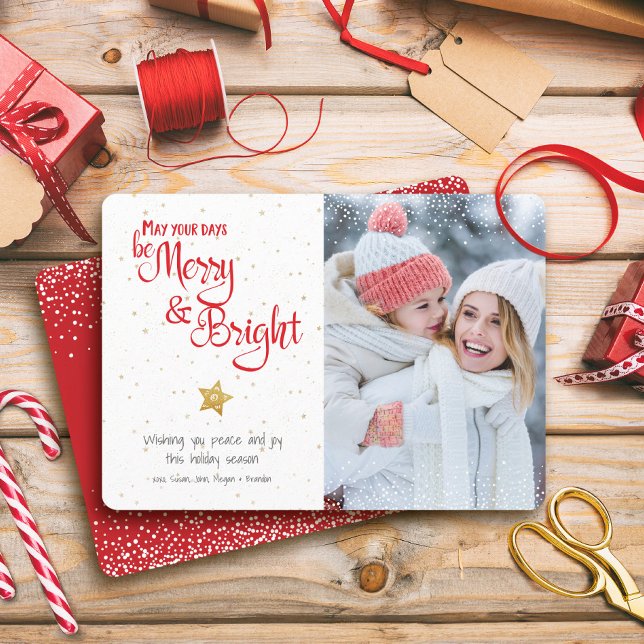 Fotodagar ska vara ren Bright Guld Star Rustic Anp Julkort (Skapare uppladdad)