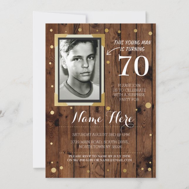 Fotodagarsdag Vintage Stil Wood any Age Inbjudan (Framsida)