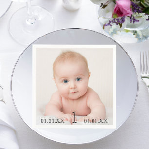 Fotodatum för första födelsedag i party baby pappersservett