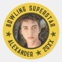 Fotodatum för Gult Namn i dagens uppspelande super Runt Klistermärke