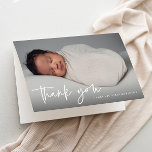 Fotodobaptism i modern Religiösa Tack Kort<br><div class="desc">Tack vare det moderna skriptet Baby Photo Baptism har du ett vackert vågrät i utfall och ett handskrivet tack för att du skriver och har minimal redigerbar text. Klicka på knappen Redigera om du vill anpassa designen.</div>