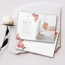 Fotodobaptism i rosa ros Guld Kor Baby Småbarn