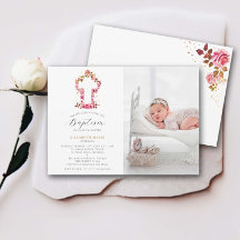 Fotodobaptism i rosa ros Vita Kor Baby Småbarn