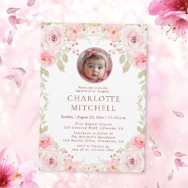 Fotodobaptism - inbjudan till Watercolor Rosa Blom