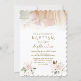 Fotodobaptism vid Rosa av  Guld-blommor Inbjudningar